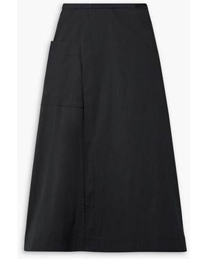 Proenza Schouler Cotton-blend Poplin Midi Wrap Skirt - Black