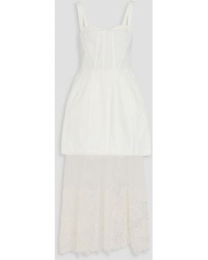 Jonathan Simkhai Layered Cloqué And Tulle Midi Dress - White