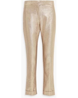 Tom Ford Lamé Straight-Leg Pants - Natural