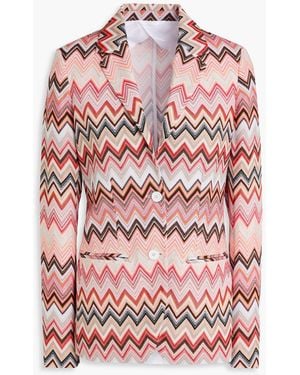 Missoni Crochet-Knit Cotton-Blend Blazer - Pink
