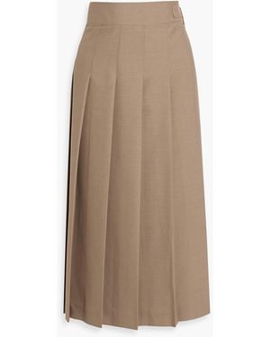Rohe Pleated Wool-Blend Crepe Midi Wrap Skirt - Natural