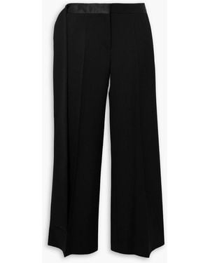 Victoria Beckham Gigi Satin-Trimmed Crepe Straight-Leg Trousers - Black