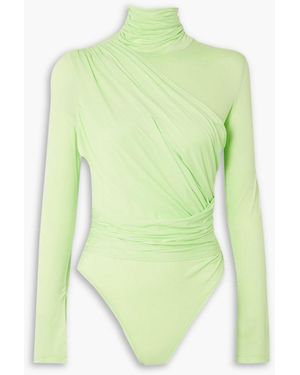 GAUGE81 Patra Draped Neon Stretch-jersey Turtleneck Bodysuit - Green