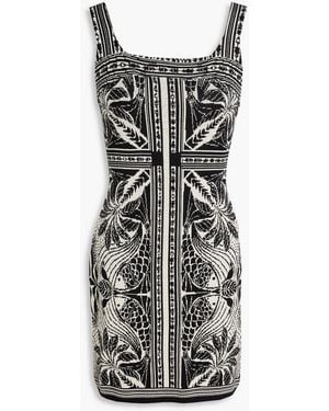 FARM Rio Jacquard-knit Mini Dress - Black