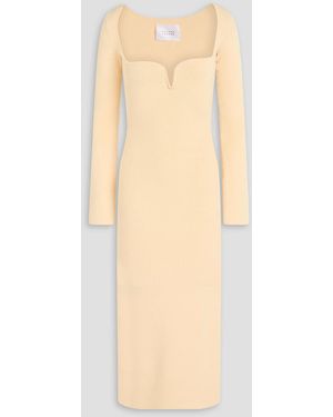 Galvan London Gaia Ribbed-Knit Midi Dress - White