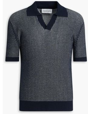 Frescobol Carioca Rino Ribbed Cotton And Cashmere-Blend Polo Shirt - Blue