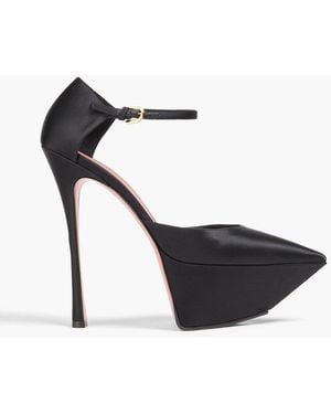 AMINA MUADDI Angelica Satin Platform Court Shoes - Black