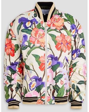 Borgo De Nor Iggy Floral-Print Satin Bomber Jacket - Grey