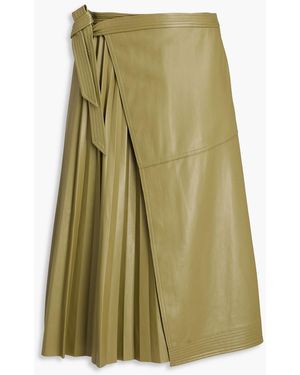 Jonathan Simkhai Mar Pleated Leather Midi Skirt - Green