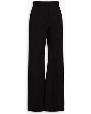 Another Tomorrow Stretch Cotton-twill Wide-leg Trousers - Black