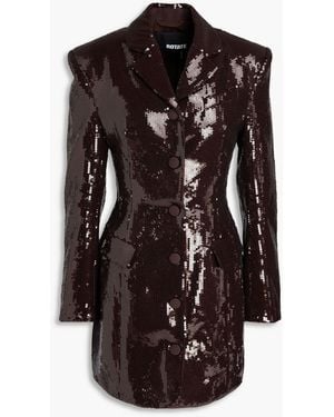 ROTATE BIRGER CHRISTENSEN Sequined Stretch-crepe Mini Tuxedo Dress - Black