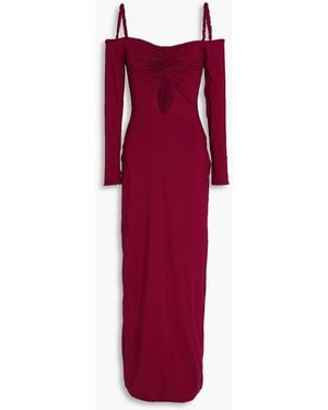 Maygel Coronel Calice Off-The-Shoulder Cutout Stretch-Jersey Maxi Dress - Red