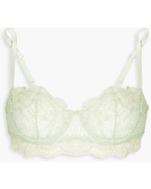 I.D Sarrieri Embroidered Tulle Balconette Bra - Green
