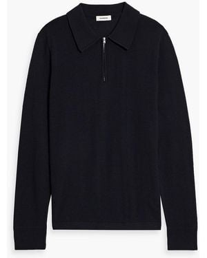 Sandro Wool-Blend Half-Zip Sweater - Blue