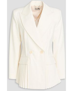 Jonathan Simkhai Izzie Double-breasted Pleated Wool-blend Twill Blazer - Natural