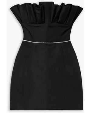 Markarian Thunderbird Crystal-embellished Strapless Pleated Silk-faille Mini Dress - Black