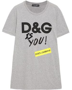 Dolce & Gabbana Appliquéd Printed Cotton-jersey T-shirt - Grey