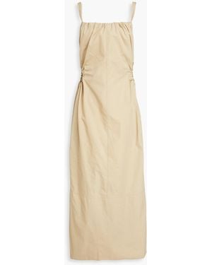 Bassike Cutout Gathered Cotton-poplin Max Dress - Natural