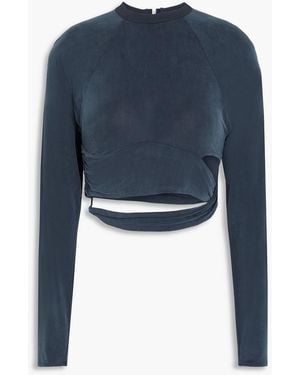 Jacquemus Cropped Cutout Stretch-Jersey Top - Blue