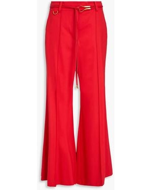 Zimmermann Belted Wool-Blend Twill Flared Pants