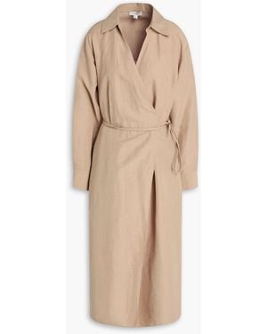Vince Slub Woven Midi Wrap Dress - Natural