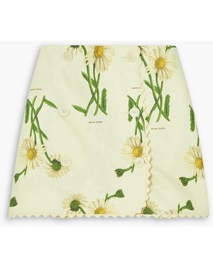 Oroton Field daisy rock aus leinen mit blumenprint und wickeleffekt - Mettallic