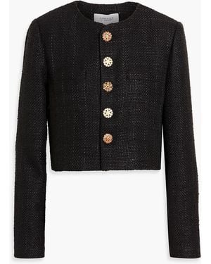 10 Crosby Derek Lam Juliette Cropped Metallic Tweed Jacket - Black