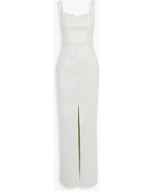 Aidan Mattox Woven Gown - White