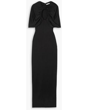 Et Ochs Cape-effect Cutout Ruched Stretch-jersey Gown - Black