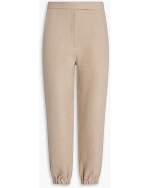 Frankie Shop Samara Cropped Wool-blend Felt Tapered Trousers - Natural