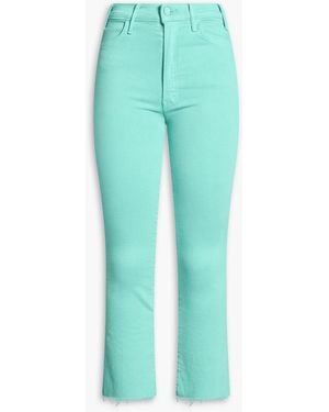 Mother Hustler Cropped High-Rise Kick-Flare Jeans - Green