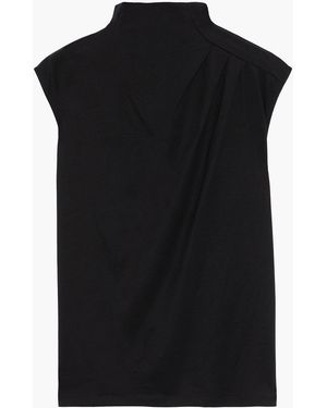 Iris & Ink Fabienne Pleated Organic Cotton-jersey Top - Black
