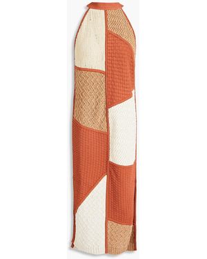 Nanushka Patchwork-Effect Knitted Tunic - Orange