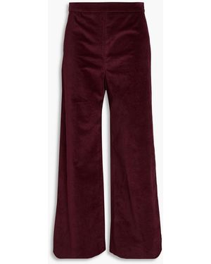 FRAME Cotton-blend Velvet Wide-leg Pants - Red