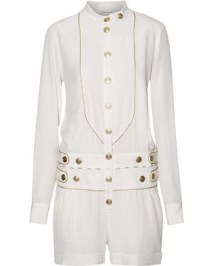 Balmain Crepe De Chine Playsuit - White