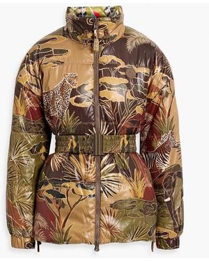 FARM Rio Reversible Printed Quilted Shell Jacket - Brown