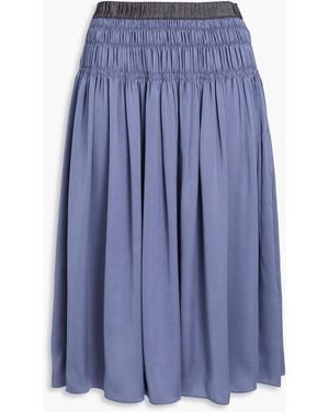 Theory Shirred Satin Skirt - Blue