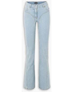 Mugler Crystal-Embellished Flared Jeans - Blue