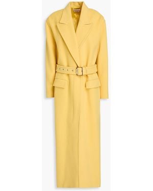McQueen Belted Cashmere-felt Coat - Yellow