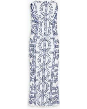 Charo Ruiz Ynisa Strapless Broderie Anglaise Midi Dress - Blue