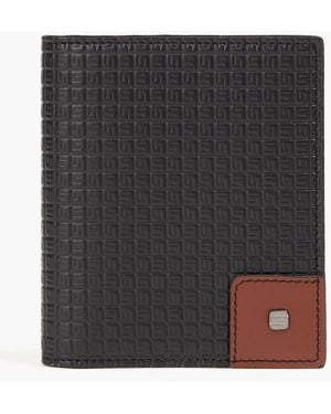 Serapian Portemonnaie aus leder und beschichtetem canvas mit prägung - Schwarz