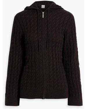 TOTEME Cable-Knit Wool And Cashmere-Blend Hoodie - Black