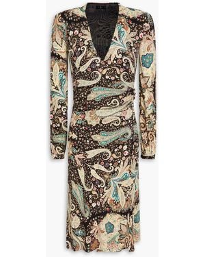 Etro Printed Jersey Wrap Dress - Black