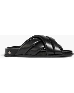 Anine Bing Lizzie Quilted Leather Sandals - Black