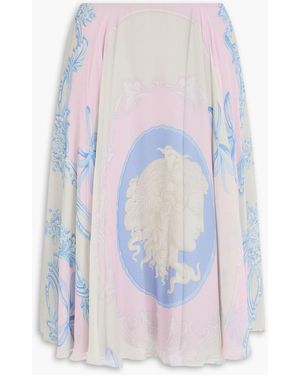 Versace Printed Silk-Crepon Skirt - White