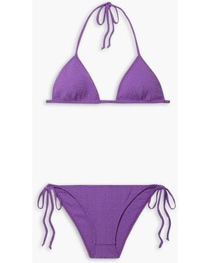 Lisa Marie Fernandez Seersucker Triangle Bikini - Purple