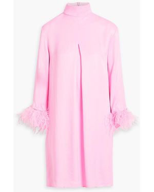 Sleeper Party minikleid aus crêpe de chine mit federbesatz - Pink