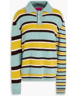 The Elder Statesman Gestreifter kaschmirpullover mit polokragen - Gelb
