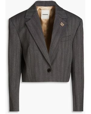 Sandro Cropped Crepe Blazer - Black
