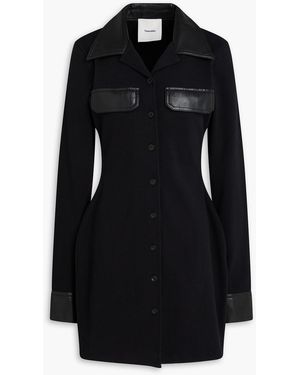 Nanushka Cotton-Blend Jersey Mini Shirt Dress - Black